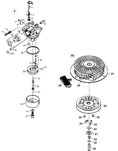 Starter And Carburetor Diagram and Parts List for 27 (24AD563B100)(1998) Cub Cadet Engine